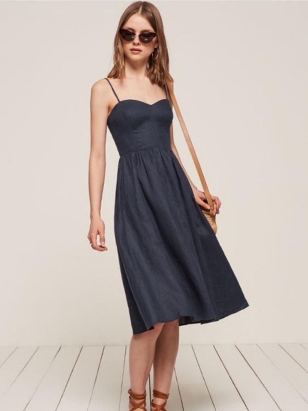 Reformation Olivia Navy Blue Midi Dress - Picture 2 of 6